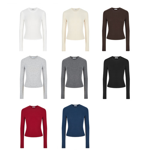 MosesQueen魔西女王纯色修身长袖t恤女2025新款短款打底衫上衣 - 图3