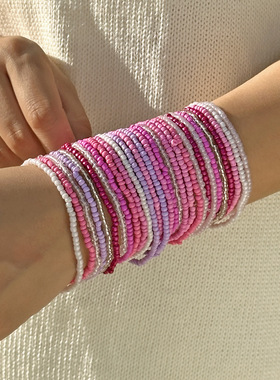 波西米亚撞色米珠手链套装个性