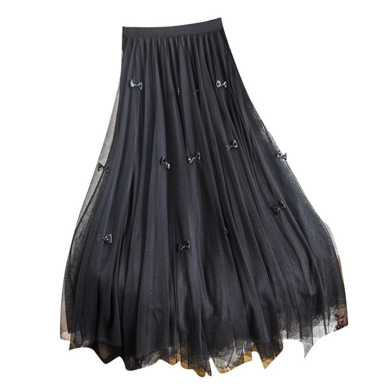 冬季两面穿蝴蝶结纱裙2021半身裙 冰心洁半身裙