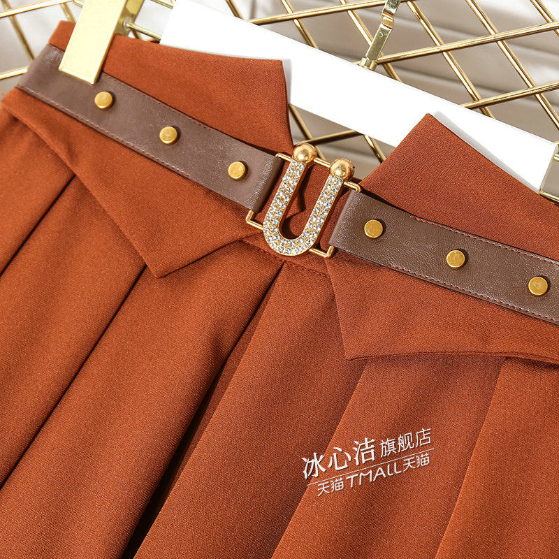 橘色西装高级感春秋2022大摆裙子 冰心洁半身裙