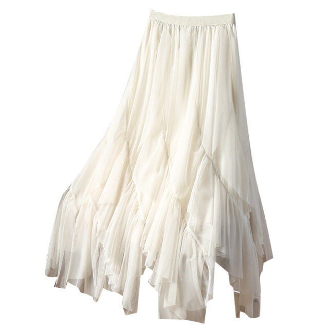 High quality goods! Irregular ruffled mesh skirt