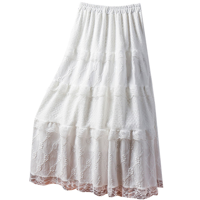 Gentle brushed lace layered cake skirt
