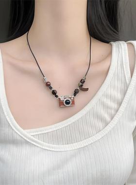 SONGMENG复古棕色滴釉相机吊坠