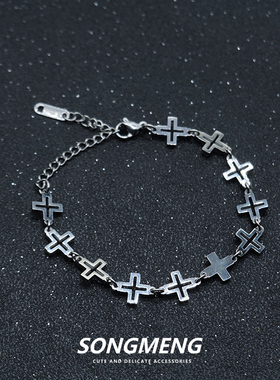 原创设计十字架钛钢手链街头