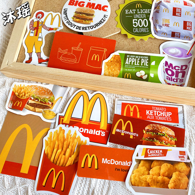 创意ins风潮 麦当劳M记汉堡贴纸 diy手机壳ipad装饰防水水杯贴画