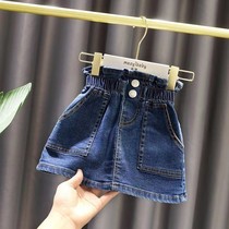 Girl Denim Short Skirt Half Body Dress Korean Version Baby Foreign Air Dresses Baby Girl Baby Bag Skirt Spring Autumn Children Half Skirt