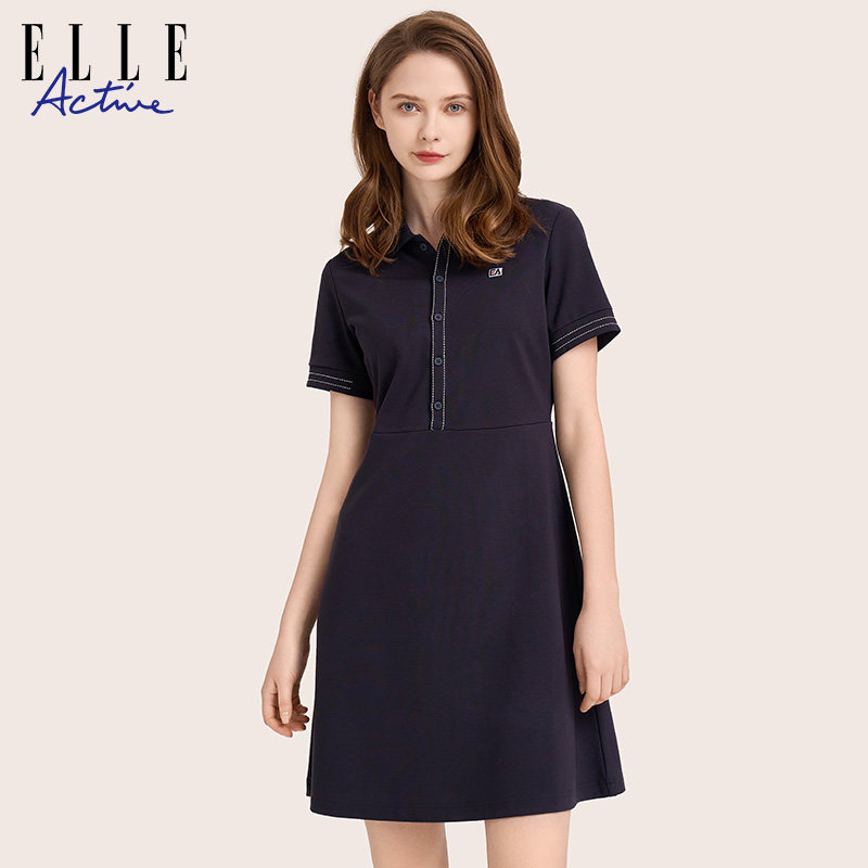 elle active高级感气质明线连衣裙 elleactive连衣裙