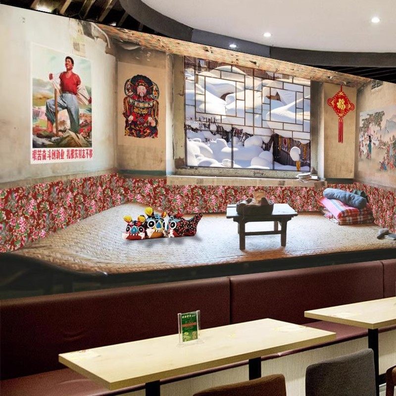 农家乐墙纸东北饭店墙面装修设计地锅鸡壁画3D农村花布铁锅炖壁纸,淘宝优惠券,粉丝福利购,淘宝优惠卷