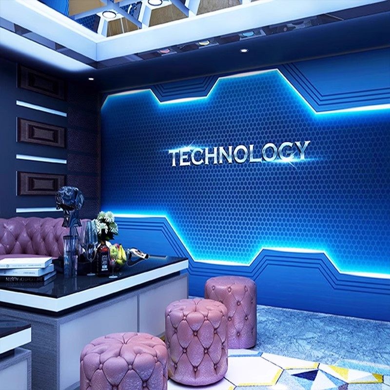 3D立体科技感电子直播背景墙纸网吧KTV前台酒店电竞房间装饰壁纸,淘宝优惠券,粉丝福利购,淘宝优惠卷
