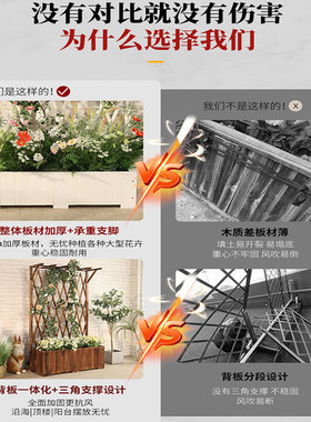 防腐木花箱花架户外隔断网格庭院阳台种植箱栅栏室外围栏攀爬藤架