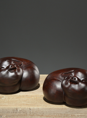 木雕猪摆件实木元宝猪十二生肖猪客厅玄关酒柜家居装饰工艺品摆设