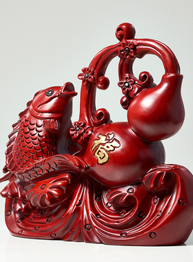 实木雕福禄葫芦摆件家居客厅