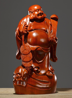 刺史花梨木雕大肚弥勒佛像摆件实木质供奉家用大号笑佛红木工艺品