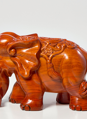 花梨木雕大象摆饰实木质雕刻一对象红木家居玄关办公室装饰工艺礼