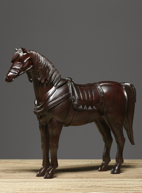 贡匠木祝福中式门刺史黑檀雕马