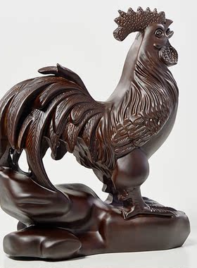 黑檀木雕鸡十二生肖木头鸡摆件实木客厅电视柜装饰工艺礼品摆饰乔