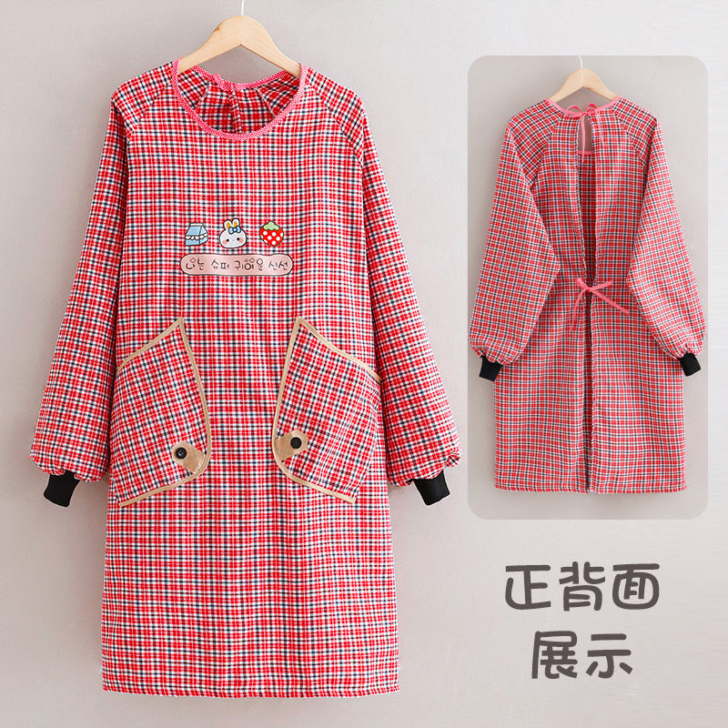 透气棉布长袖防污工作服男厨房围裙 宣怡围裙