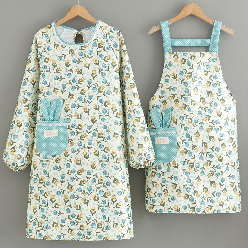 罩衣围裙工作服家用厨房防水成人韩版时尚家外女长袖耐脏围腰带袖,淘宝优惠券,粉丝福利购,淘宝优惠卷