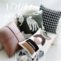 Style minimalist light extravagant minimalist with pillow cover living room sofa cushions tuft geometric pattern waist leaning against the pillow waist pillow