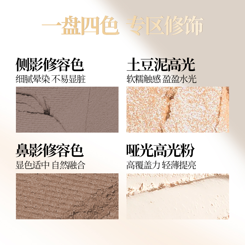 VEECCI唯资修容盘唯姿腮红高光综合一体盘哑光提亮脸部鼻影侧影女,淘宝优惠券,粉丝福利购,淘宝优惠卷