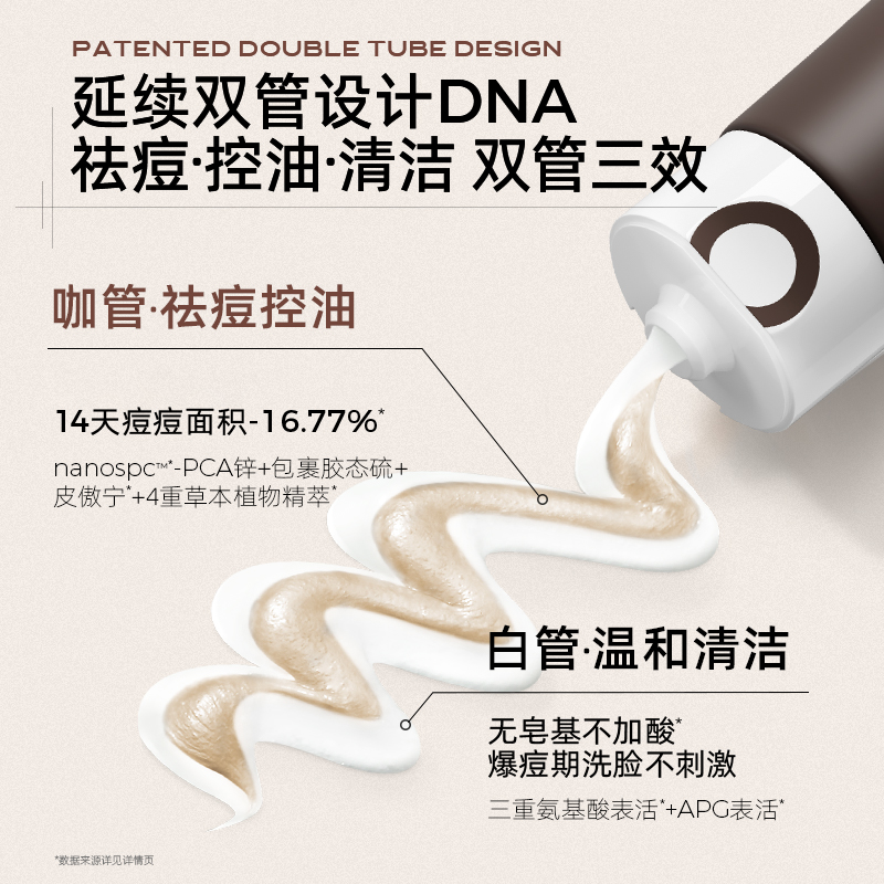 C咖氨基酸洗面奶双管洁面乳慕斯泡沫控油清洁温和祛痘女洗卸合一,淘宝优惠券,粉丝福利购,淘宝优惠卷