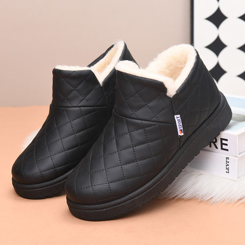 新款冬季老北京布鞋女鞋雪地靴加绒加厚舒适保暖休闲防滑女棉靴 - 图1