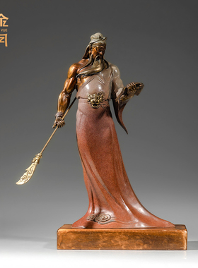 《文武关公》全黄铜关公摆件武财神关二爷关羽铜像公司财神爷