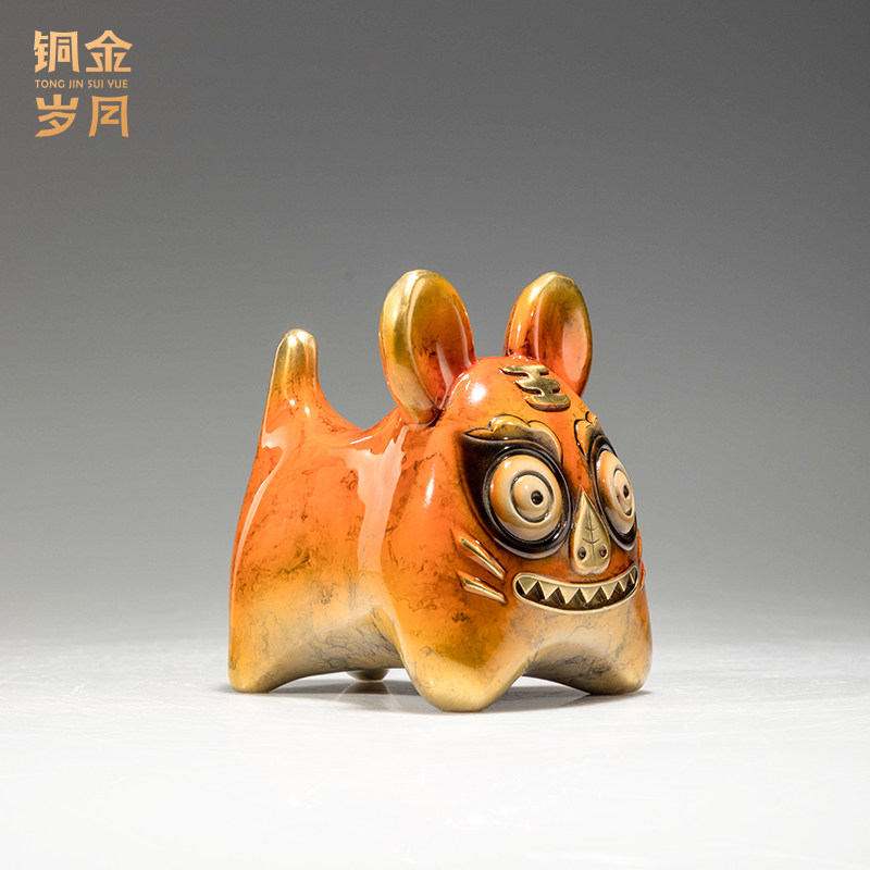 《笑笑虎》铜金岁月黄铜老虎摆件工艺品铜器办公室桌面书房装饰品,淘宝优惠券,粉丝福利购,淘宝优惠卷