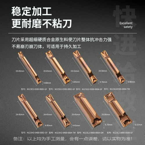 数控切断刀片车床割刀粒N123E2-0200-0002-GF端面切槽切刀片 - 图0