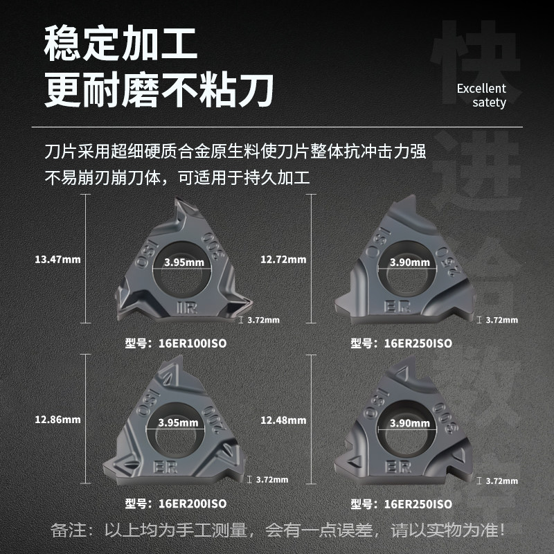 数控刀片 螺纹刀片16ERM IRM100/150/200/250/300 钢件不锈钢 - 图0
