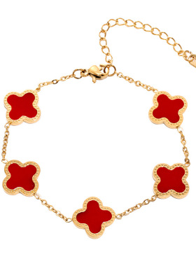 钛钢不掉色贴贝四叶草手链简约气质百搭手饰电镀18k金色网红手饰