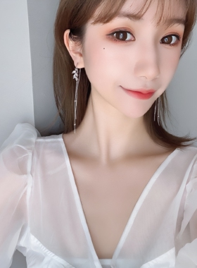2026新款S925纯银耳环高级感耳线9999银耳饰品加长款细流苏巨好看