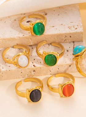 多色戒指钛钢百搭小众高级感线条百搭复古感指环女镀金