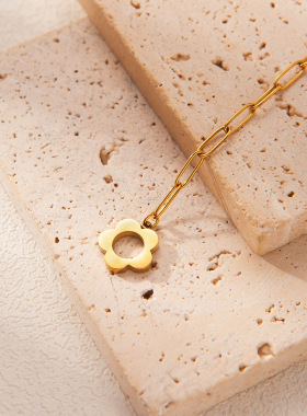 日韩in小清新几何花朵O扣个性手链女不锈钢简约首饰简约个性