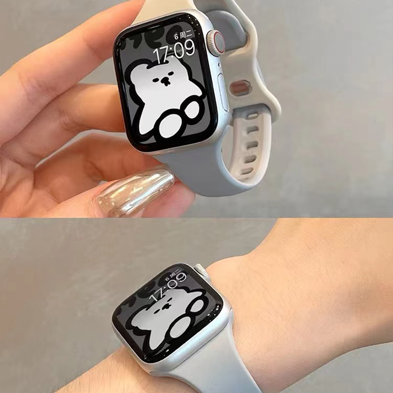 春夏季运动拼色iWatch硅胶表带适用AppleWatch苹果S9手表S876SE女 - 图2