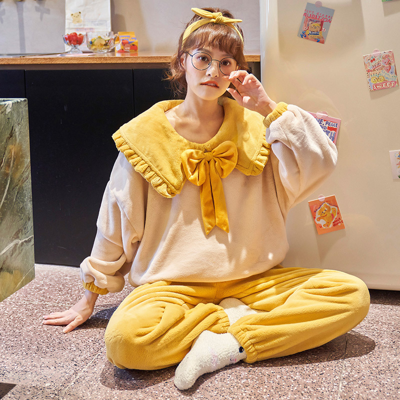 秋冬季公主风法兰绒学生珊瑚绒睡衣 晨薰睡衣/家居服套装