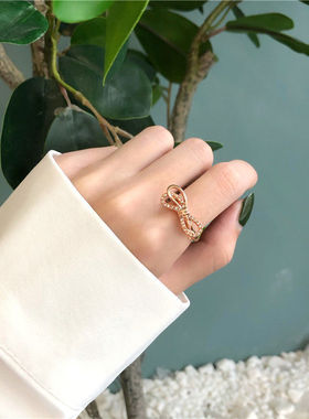 玫瑰金色蝴蝶结戒指女时尚个性极简小众设计新款日韩网红潮人配饰