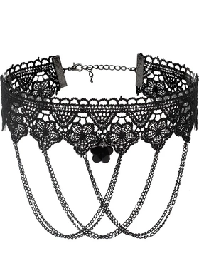 跨境配饰 万圣节多层流苏蕾丝项圈 哥特式洛丽塔复古choker颈链