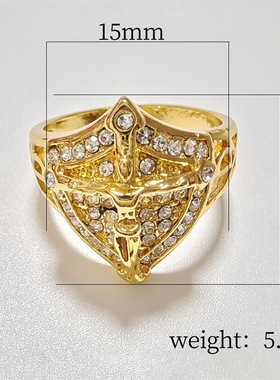 跨境饰品金色盾牌戒指西方文化创意款指环