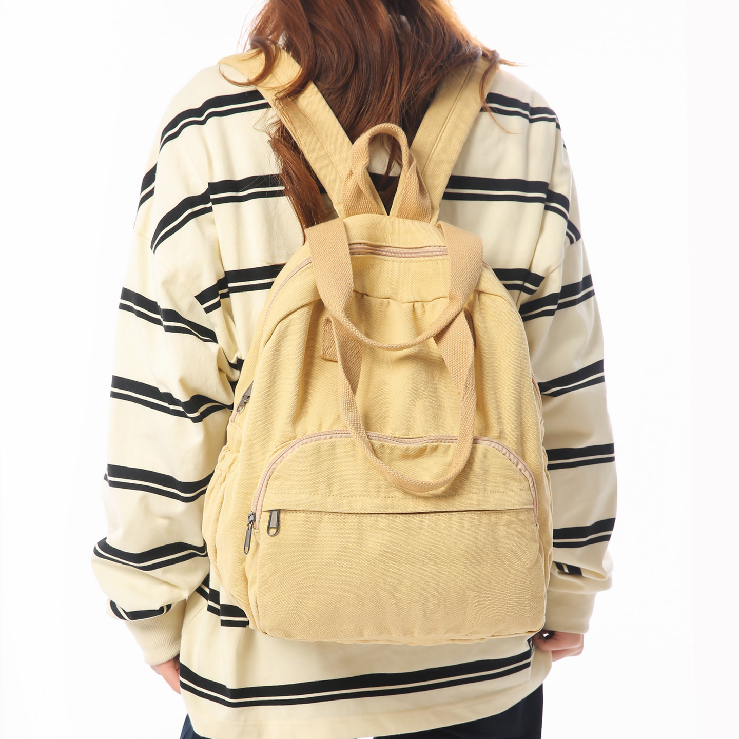 中点2026新款帆布双肩包男女同款大学生书包纯色复古休闲通勤背包,淘宝优惠券,粉丝福利购,淘宝优惠卷