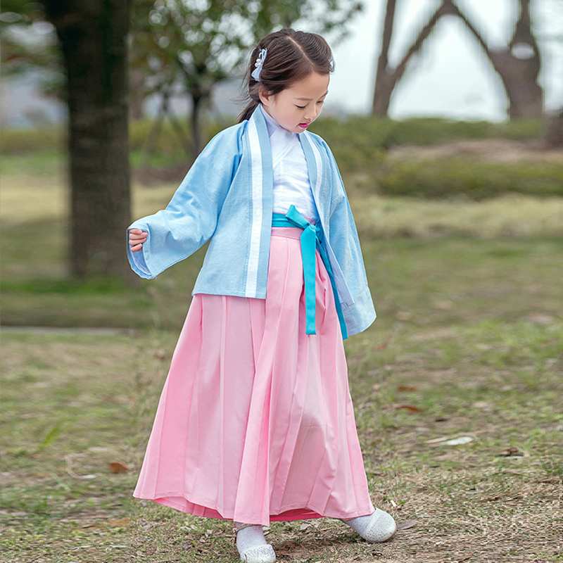 衣锦司女童汉服三件套外套中衣长裙选配套装小女孩国学服唐装古装