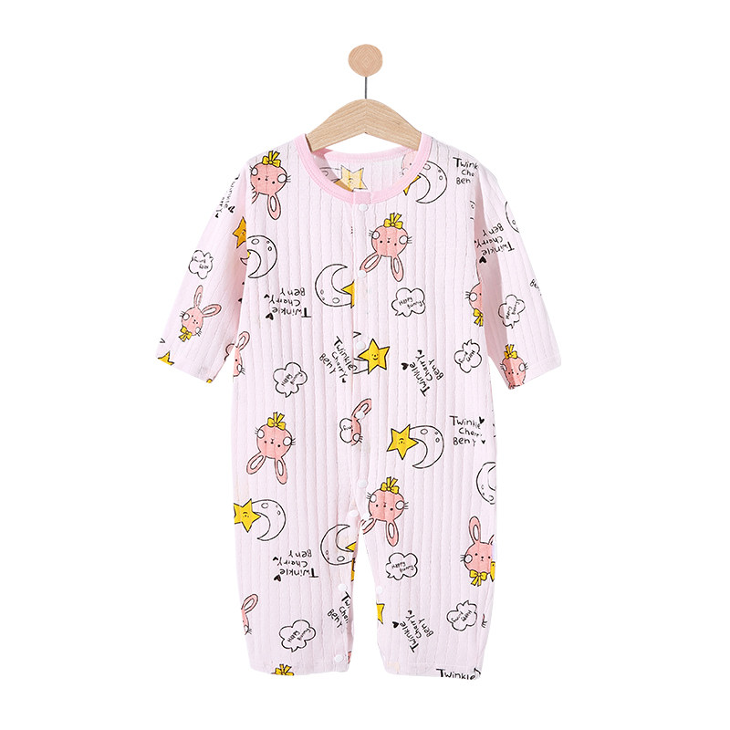 夏季空调服新生儿长袖衣服连体衣 蓝粉象家居服连体衣
