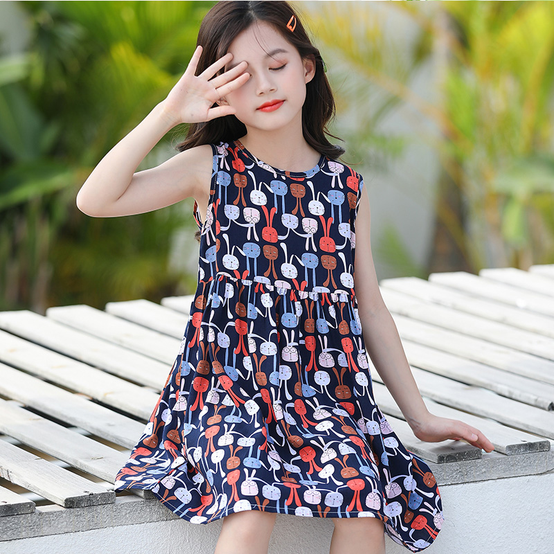 女童睡裙儿童碎花韩版连衣裙人造棉无袖背心裙夏季家居绵绸睡衣裙_果贝猴旗舰店_童装/婴儿装/亲子装-第5张图片-提都小院