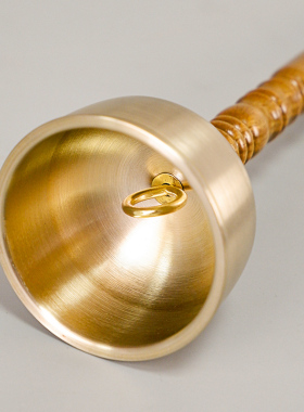 日式直柄引磬台湾工艺纯铜含银引罄铜磬引庆法器摆件用品