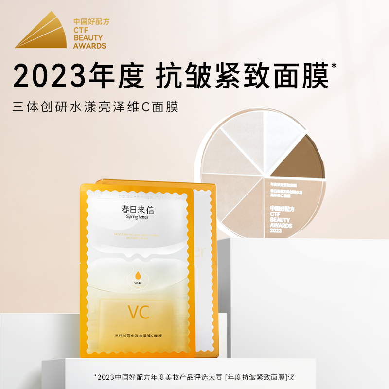 春日来信原型VC精华贴片面膜保湿改善黄气提亮肤色抗皱紧致有弹性-图0