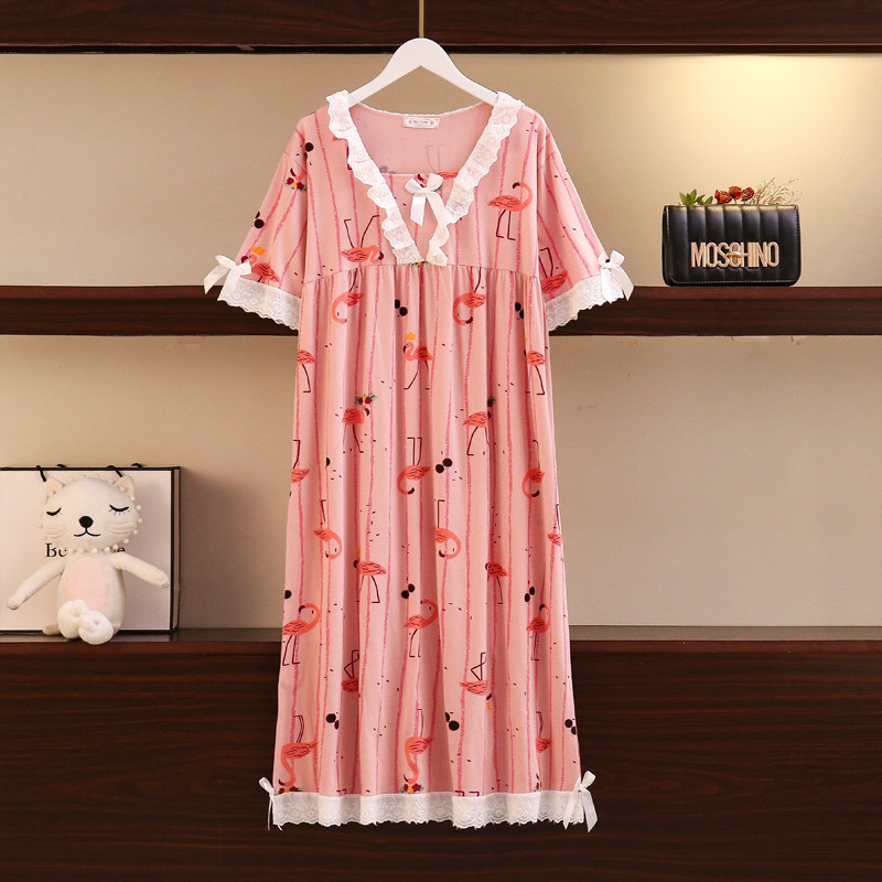 大码200斤胖妹妹纯棉孕妇宽松睡裙 夕照兰睡裙