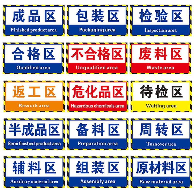 工厂生产车间仓库分区标识牌防滑磨砂地贴成品区半成品区域划分检验区出货区不良品区域分类标志标示提示订做