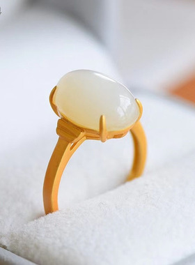 天然白玉送礼饰品时尚风戒指