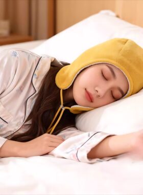 晚上睡觉护头帽子女士秋冬季偏头疼护耳护额保暖防风睡眠帽月子帽