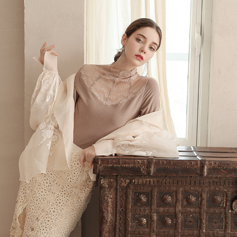 妖精可可名媛蕾丝长袖打底衫t暖衣 妖精可可毛针织衫